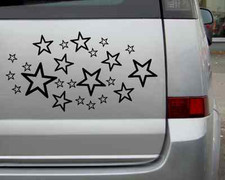 23 Sterne Aufkleber Set Outline runde Ecken Autoaufkleber Autosticker Sticker