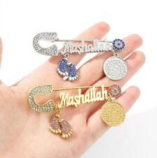 Brosche Pin Mashallah Ayatul Kursi Strass Geburt Baby Nazar Islam Muslim Allah