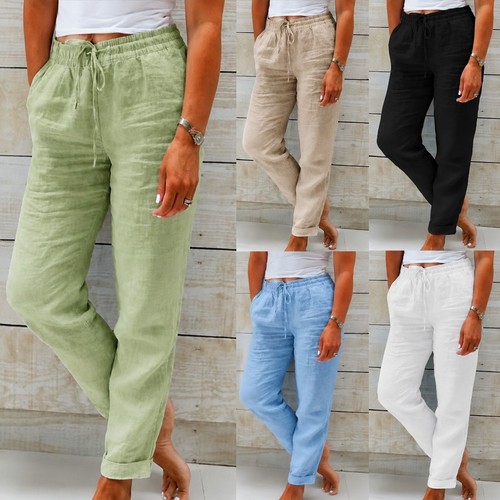 Damen baumwoll leinen hose - damen,