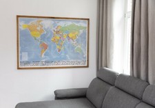 Weltkarte XL mit Holzrahmen