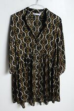 Zara Damen Kleid mit Steigbügelkette gemustert - Schwarz - Größe XS Extra Small (E22)