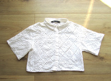 Zara Damen Bluse Kurz Weiß