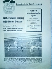 DDR-Oberliga Programm 1952 Motor Dessau - Chemie Leipzig