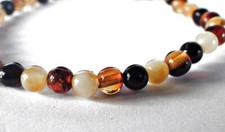 SCHMUCK-STCK Armband Bernstein HEIL STEIN braun multi Kugeln verschiedene flexi