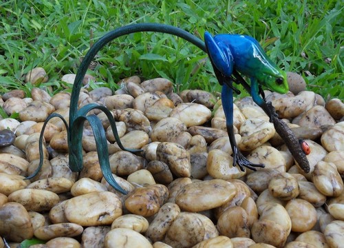 Bronzeskulptur blauer frosch - blauer,