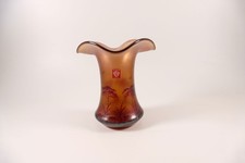 Freiherr von Poschinger Vase mundgeblasen im Jugendstil orange lila Bäume