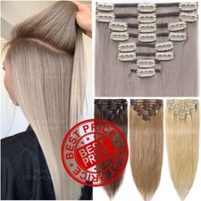 DICK Clip In Remy Echthaar Haarverlängerung Human HairExtensions Weft 8 Tressen