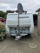 Camping SAT Schüssel, 85cm, 2m Mast aus NIROstahl, 2m Kabel + 8,5m Kabel verbaut