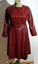 Leder Imitat Kleid Weinrot