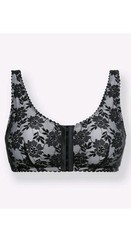 wäschepur Damen Vorderverschluss-BH Unterwäsche schwarz grau Gr. 90 (Cup-E) NEU