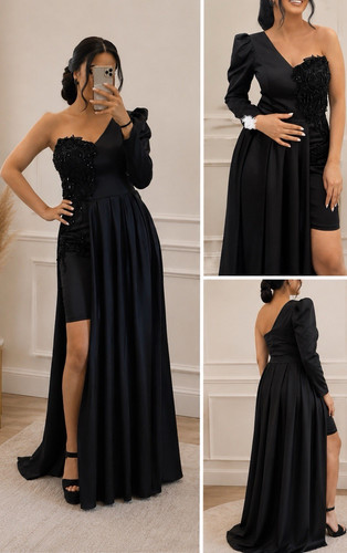 Schwarzes langes abendkleid - langes,