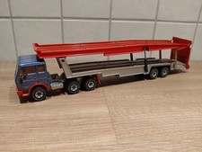 Siku 3112 Mercedes Benz 2232 Autotransporter, Vitrinenmodell, blau rot silber