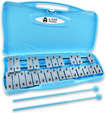 A-Star 25-Noten-Sopran-Chromatisches Glockenspiel-Xylophon im blauen Gehäuse