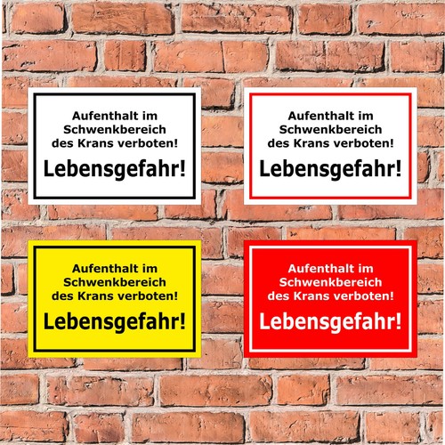 Schild schwenkbereich kran - -,