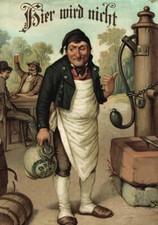 Hier wird nicht Kuriositätenbild Wein Bier nach Pumpe Lithogarphie Kuriosa 03