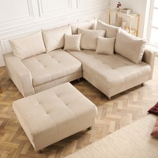 Elegante Wohnlandschaft KENT 220cm FARBWAHL Samt Ecksofa Federkern inkl.