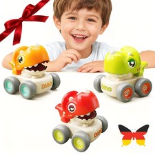3 Stück Baby Auto Dinosaurier Spielzeug für 1 2 Jahre Junge Press and Go Autos