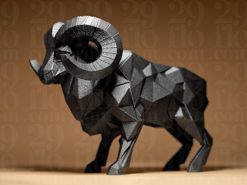 Geometric ram figurine - geometric,
