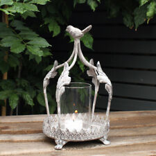 Vintage Teelichthalter Vogel Metall Glas Windlicht Kerzenständer Kerzenleuchter