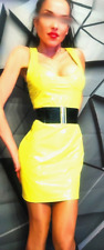 Glossy Lackleder Midi Kleid Shiny Yellow Sommeredition Stretch One Size