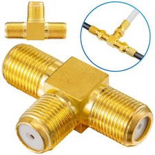 1x T Stück F Buchse Kupplung Splitter Y Verteiler Verbinder Antenne SAT DVB-T2