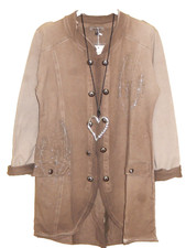 New Blazer 38-42 zweireihig Admiralsjacke Military Longjacke schoko stretchig