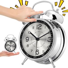 Retro-Lautwecker 10cm Analog Tickfrei Quarzwerk mit Nachtlicht für Schwerhörige