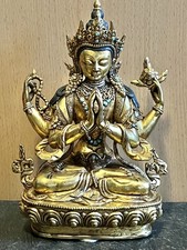 Avalokiteshvara (Chenrezig) Buddha – massive Bronze, feuervergoldet – 21 cm