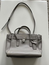Lederhandtasche von Michael Kors, grau, "Hamilton", gebraucht