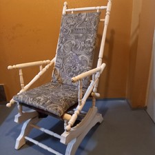 Alt Shabby  Antik Holz  Schaukelstuhl Baby Still Wippe  Feder Sessel Stuhl Deko