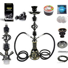 RMAN 53cm Shisha Set Schwarz Wasserpfeife Hookah mit 100g Dampfsteine 1Kg Kohle 