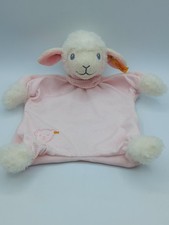Steiff Schmusetuch Schaf Lamm Kuscheltuch rosa Stickerei Knopf im Ohr neuwertige