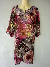 Strandkleid Tunika Bluse Kleidchen Goa Sommerkleid Boho Hippie Strickerei Gr. M
