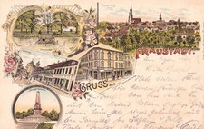 AK Fraustadt - 5 Bild Promenadenecke Steinweg Denkmal, Lissa, Wschowa, Schlesien