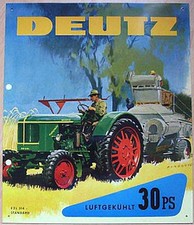 Altes Reklame Blechschild Oldtimer Traktor Deutz Luftgekühlt Werbung 40 x 33cm