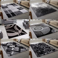 Moderne Moderne Schwarz Grau Teppiche - Wohnzimmer Schlafzimmer Weichflor Fußmatte Teppich
