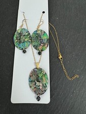 Abalone Schmuck Set Anhänger + Kette +  Ohrringe  Ausverkaufpreis