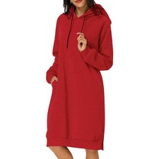 Damen Langarm-Kapuzenpullover Sweatshirt-Kleid Pullover-Kleid für Frauen