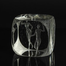 Glas Prisma KRISTIAN KLEPSCH Uttendorf WÜRFEL ADAM & EVA Schliff 3D