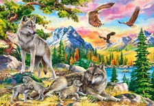 Puzzle (1000 T.) Wolfsfamilie und die Adler (Castorland) NEU/OVP