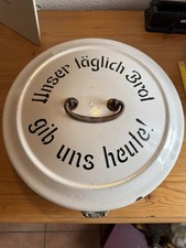 Antiker  Brotkasten Brotkapsel Emaillie Jugendstil/Täglich Brot