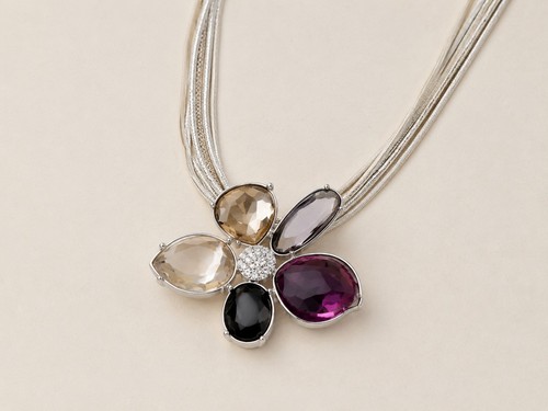Swarovski floral necklace - floral,