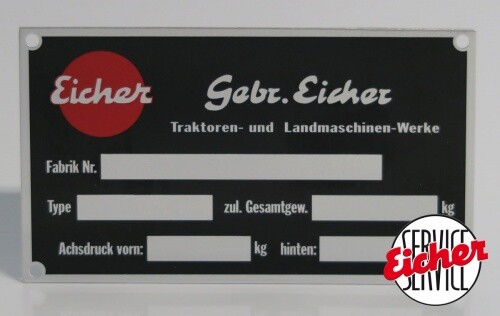 Blanco typenschild gebr - typenschild, "gebr