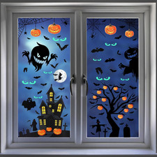 Halloween Deko innen: 9 Blätter Fensterbilder Kürbisse