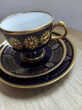Fine China Lichte Echt Kobalt Sammeltasse Set mit Teller Porzellan Thüringen 