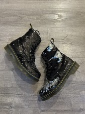 Dr. Martens Docs Damen Stiefeletten Stiefel Schwarz Pailletten Neu 38 Doc Leder