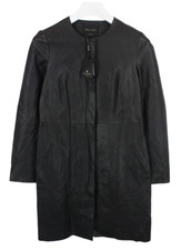 Massimo Dutti 4720 Jacke Damen Klein Schwarz Schafsleder Zip Fly Mittellang