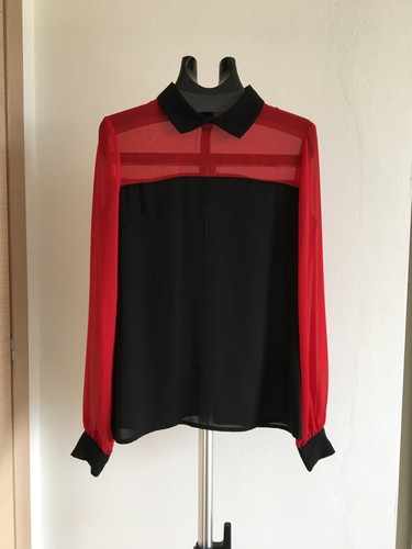 Monton black red sheer bluse - black,