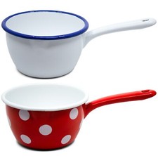 Emaille Stieltopf Weiß | Blau