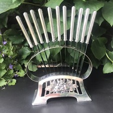 Jugendstil Erbe Ideal Obstmesser, versilbert 20er im Obstmesserständer